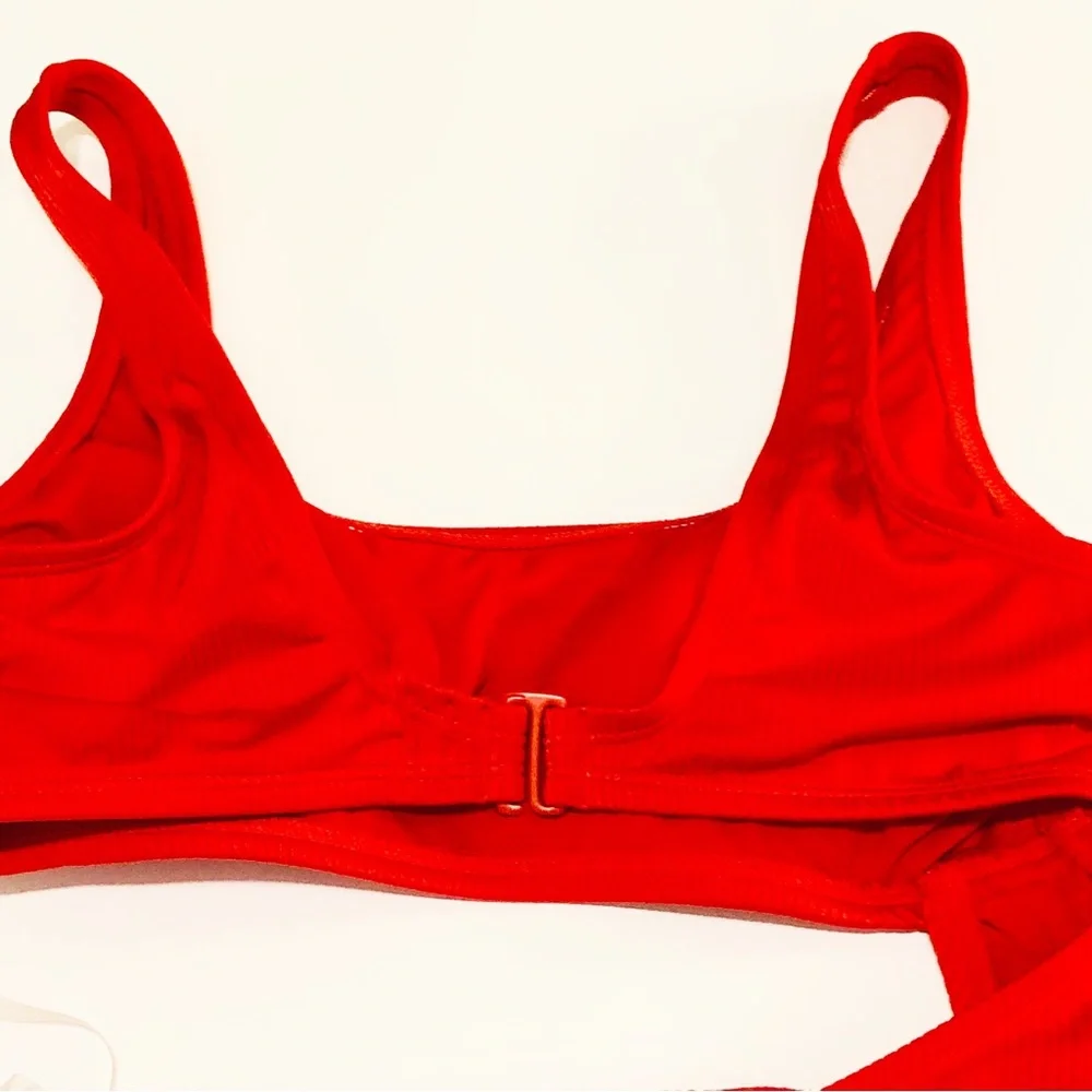 Kona Sol Red Cutout 1 Piece Ribbed Swimsuit - Picture 10 of 11